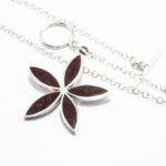 Colier lung din argint cu floare email - Unicat - Vintage - HM0513CX