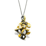 Colier unicat din argint antichizat cu perle si argint aurit - model vintage - CL210F5G