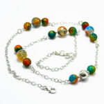 Colier unicat handmade din argint cu agate curcubeu - stil fashion - CL210A2D