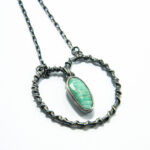 Colier unicat din argint cu amazonit - stil vintage Art Deco - HM0601