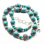 Colier unicat handmade din argint si turcoaz - stil oriental - Ajda - HM0753