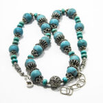 Colier unicat handmade din argint si turcoaz - stil oriental - Ajda - HM0753 - imagine 2