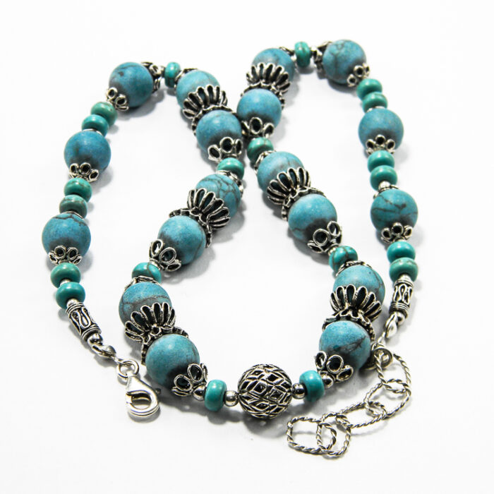 Colier unicat handmade din argint si turcoaz - stil oriental - Ajda - HM0753 - imagine 2