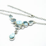 Colier vintage din argint cu larimar si acvamarin - Unicat - CL239Y4D