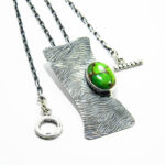 Colier vintage din argint cu turcoaz verde - stil Art Deco - Unicat - HM0494CX-2