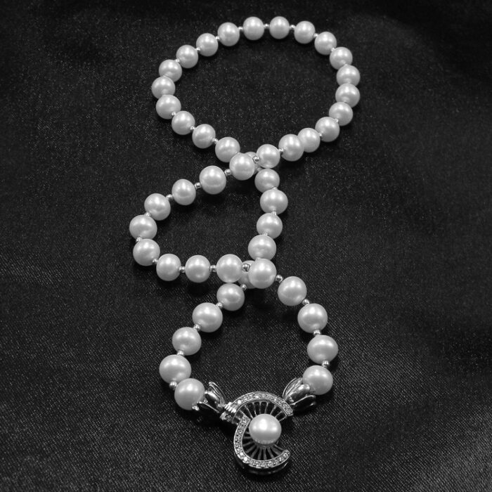 Colier vintage statement din perle albe si argint - Unicat - Handmade - HM0788X - imagine 2