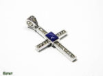 Cruciulita din argint cu marcasite si lapis lazuli - P275Y7D-3 - imagine 3