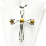 Cruciulita din argint cu pietre semipretioase - Ochi de tigru - P229Y17E