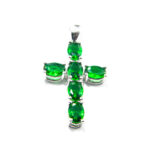 Cruciulita din argint cu topaz verde - Cruce latina - P160E44G