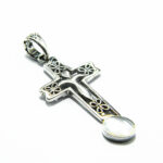 Cruciulita stilizata din argint 925 si sidef alb - P229Y19E