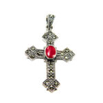 Cruciulita vintage din argint cu coral - model oriental - P190A74G-3