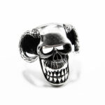 Inel barbatesc din argint - Craniu cu coarne - model vintage - i221Y31D