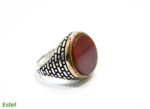 Inel barbatesc din argint cu carneol - stil Art Deco - i110Y134F