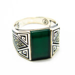 Inel barbatesc din argint cu nefrit - stil vintage - i170Y144G