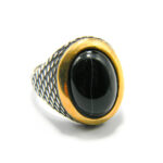 Inel barbatesc din argint si obsidian negru- Unicat - i110B131E