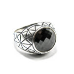 Inel barbatesc din argint cu onix - stil Art Deco - i120Y120F