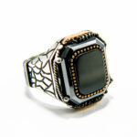 Inel barbatesc din argint cu onix - stil vintage Art Deco - Unicat - i130A104F