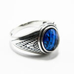 Inel barbatesc din argint cu safir sintetic - stil Art Deco - i150Y124G