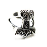 Inel barbatesc din argint - stil gotic - Ciocanul lui Thor - i137Y-28