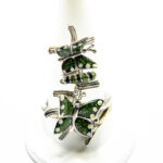 Inel din argint 925 cu email - stil fashion - Green butterflies - Unicat - i150A47BX