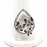Inel din argint cu email si pietre zirconiu - Pink butterfly - Unicat - i180A75D-2