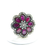 Inel din argint cu rubin si zirconiu - stil Art Nouveau - i150A57C