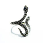 Inel Sarpe din argint cu topaz albastru si marcasite - stil vintage - i190A81G-2