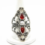 Inel unicat din argint carneol si perla - stil oriental - i235Y38C