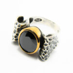 Inel unicat din argint cu onix negru - stil vintage Art Deco - i120E12F