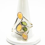 Inel unicat din argint cu opal natural si peridot - stil Art Deco - i310Y152G