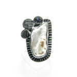 Inel unicat din argint cu perla Baroque - stil vintage - i240Y97G