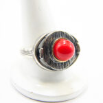 Inel unicat din argint cu perla de Mallorca rosie - stil vintage - i135E57G