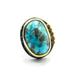 Inel unicat din argint cu turcoaz natural - stil vintage oriental - i135E62GX