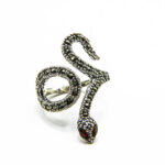 Inel Sarpe din argint cu marcasite si granat - stil vintage - i190A81G-1