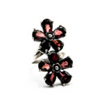 Inel vintage din argint cu granat - Unicat - stil Art Nouveau - i245Y6E - 3X