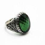 Inel barbatesc din argint cu cristal verde - stil oriental - David - i140Y112G