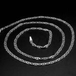 Lant barbatesc din argint rodiat - zale plate - 60 cm - L105A12C