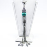 Pandantiv handmade unicat din argint cu turcoaz - stil bizantin - P135HM13G