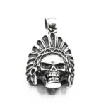 Pandantiv argint barbati - Craniu de indian - stil vintage - P120E55G