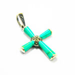 Pandantiv cruciulita din argint cu email albastru - Cruce celtica - P207Y131G-2