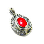 Pandantiv din argint 925 si email rosu - stil vintage - P160Y30B