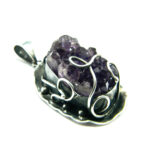 Pandantiv din argint cu ametist roca - stil oriental - Unicat - P135Y6D