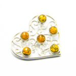 Pandantiv din argint cu chihlimbar - Inimioara - P196Y-41