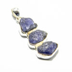 Pandantiv din argint cu tanzanit brut - Unicat - P229175F