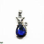Pandantiv din argint si pietre albastre - Pisicuta - P140E33C