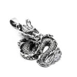 Pandantiv dragon din argint fara pietre - stil vintage oriental - P212Y117G
