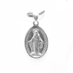 Pandantiv iconita din argint patinat - Fecioara Maria - stil vintage - P150A65G