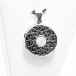 Pandantiv Medalion din argint cu sidef - stil vintage - P212Y115G-1