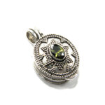 Pandantiv medalion vintage din argint cu olivina - Unicat - P160Y63B