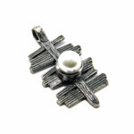 Pandantiv stil vintage din argint cu perla alba - Nora - P130E77F